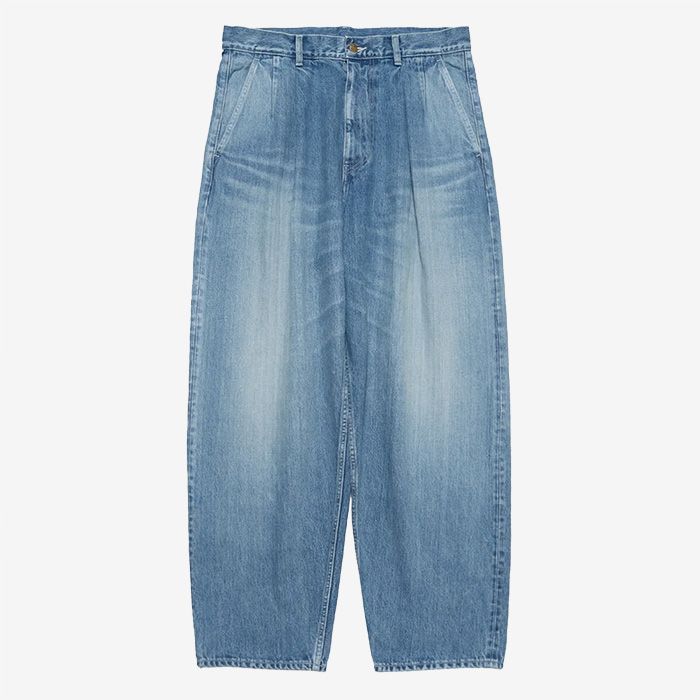 Unisex / Selvage Denim Two Tuck Pants -LIGHT FADE- / INDIGO LIGHT FADE