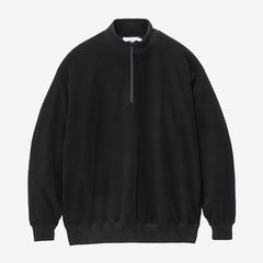 Pique Velour Jersey Half Zip Sweatshirt / Black