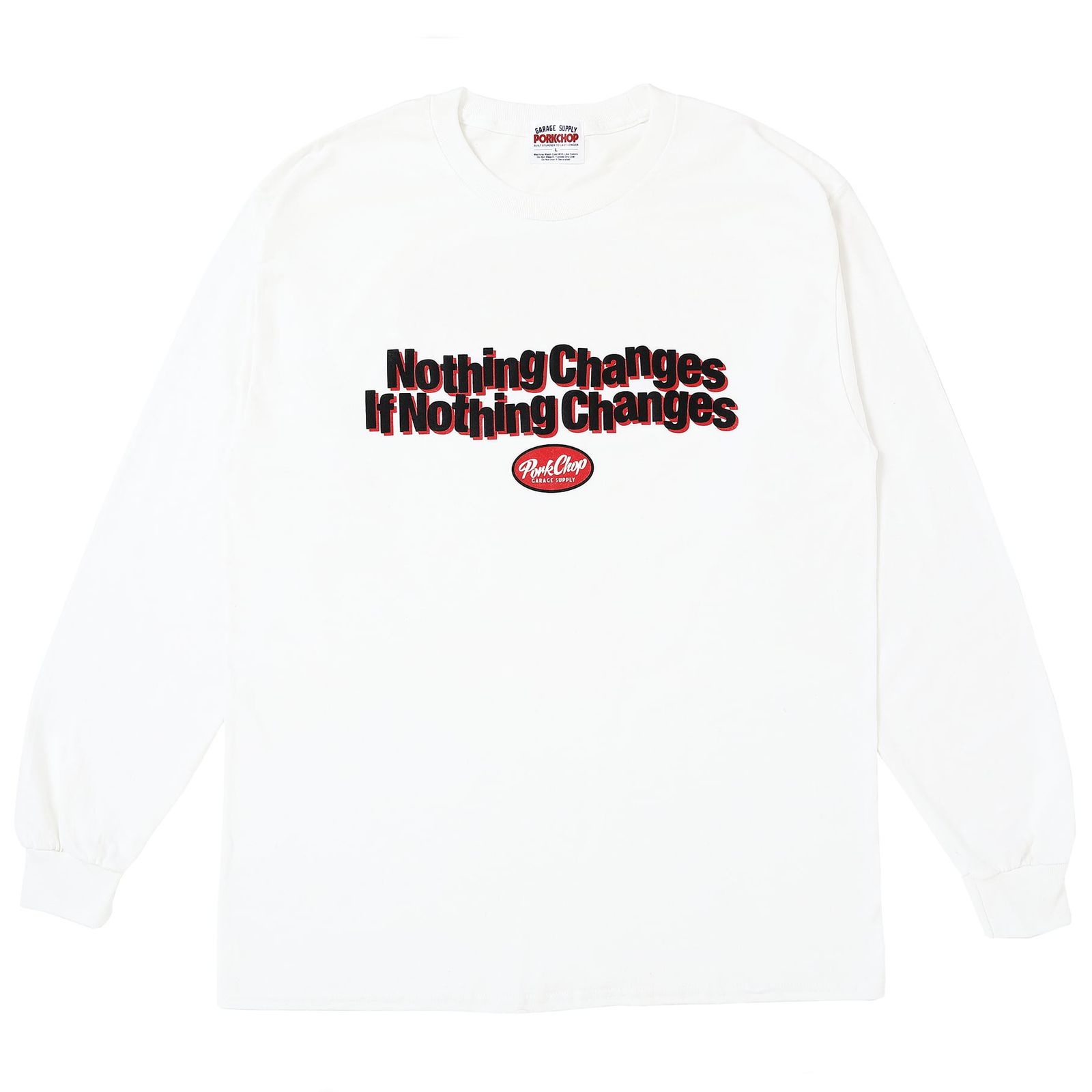NC OVAL SCRIPT L/S TEE / WHITE / プリントロンティー