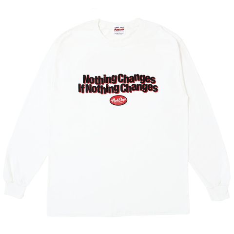 NC OVAL SCRIPT L/S TEE / WHITE / プリントロンティー
