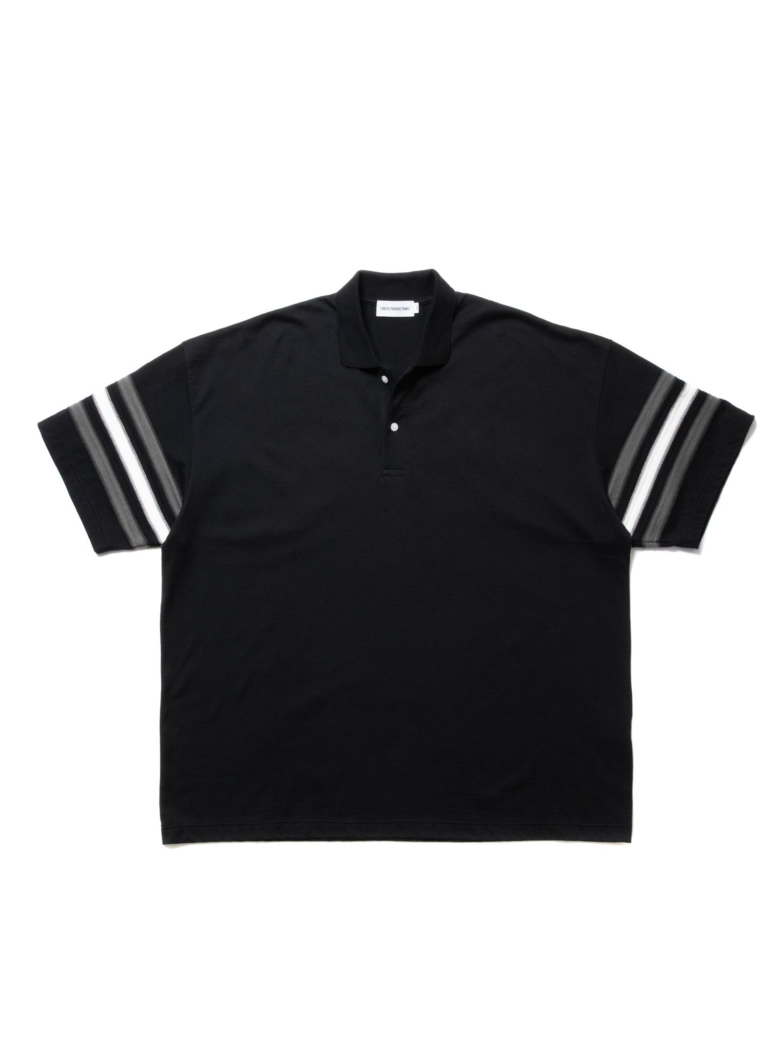 Jacquard Sleeve S/S Polo / Black / ジャガードポロシャツ - S