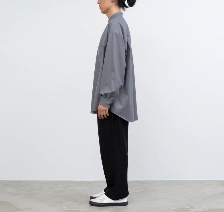 Graphpaper - Fine Wool Tropical L/S Oversized Band Collar Shirt