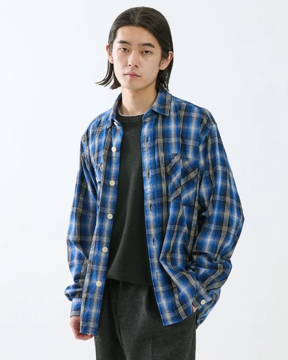 Rafu × nonnative WORKER SHIRT JACKET COTTON TWILL OMBRE CHECK / BLUE / シャツジャケット