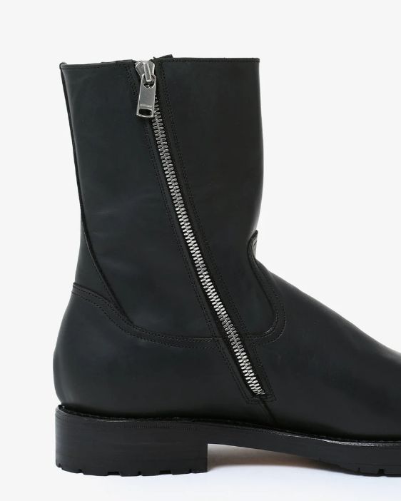 WORKER ZIP UP BOOTS COW LEATHER / BLACK