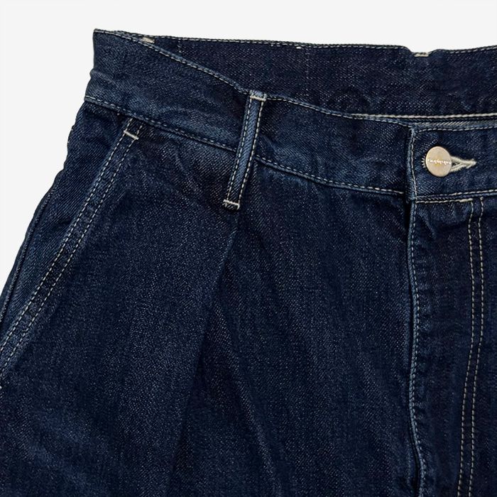 Women / Selvage Denim Two Tuck Wide Pants -DARK FADE- / INDIGO DARK FADE