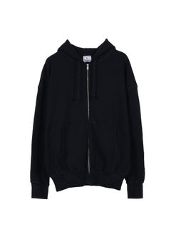 WAFFLE SWEAT HOODED ZIP / BLACK
