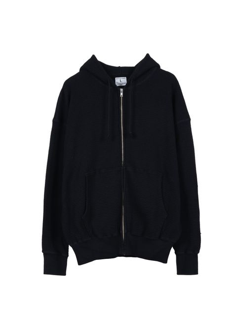 WAFFLE SWEAT HOODED ZIP / BLACK