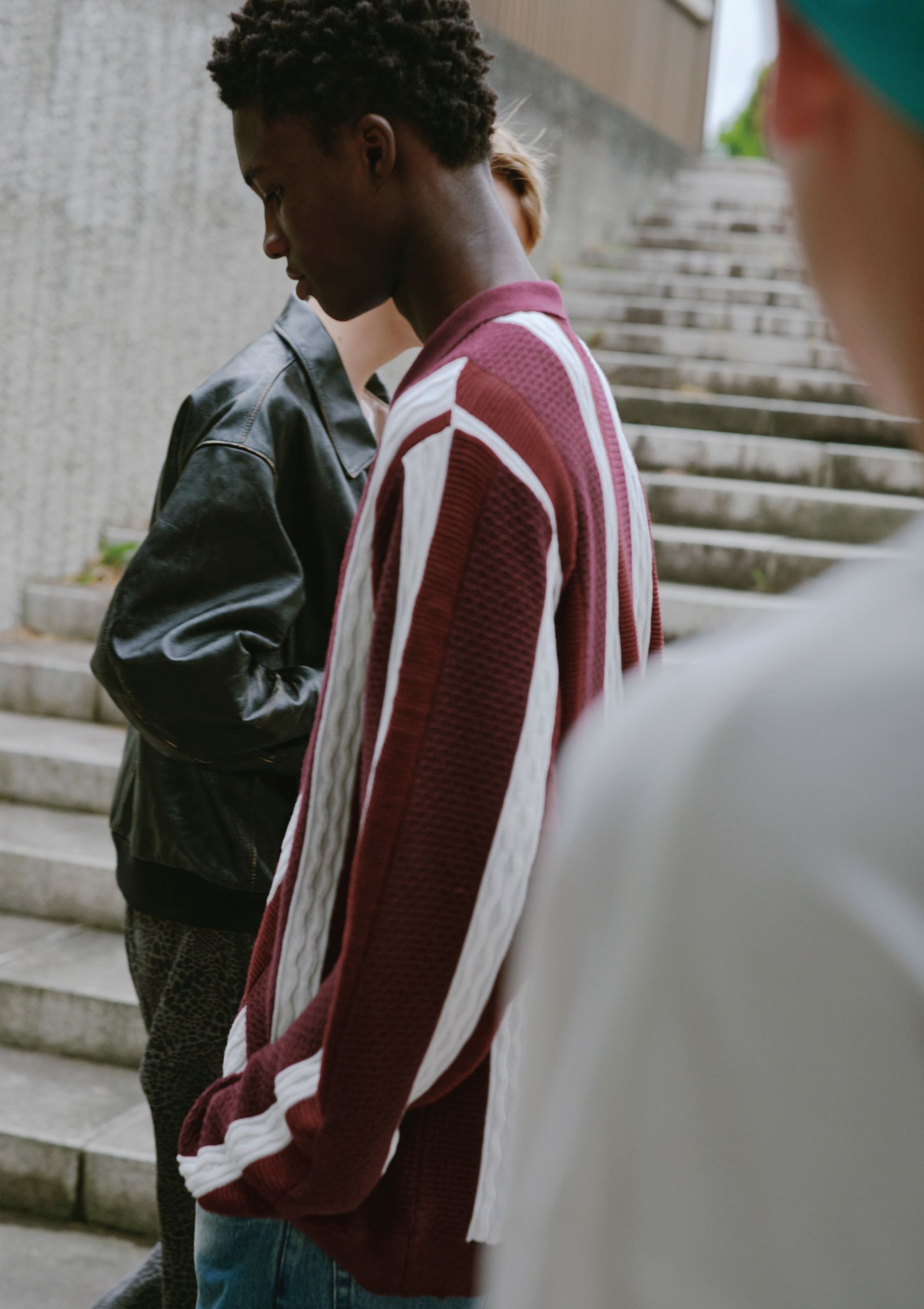 L/S STRIPE CARDIGAN / BURGUNDY / ストライプカーディガン / FS1956