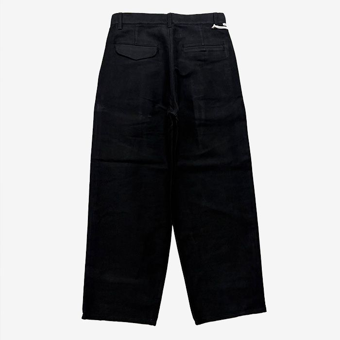 Cotton Double Serge Two Tuck Pants / Black