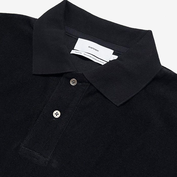 Pique Velour Jersey L/S Polo / Black