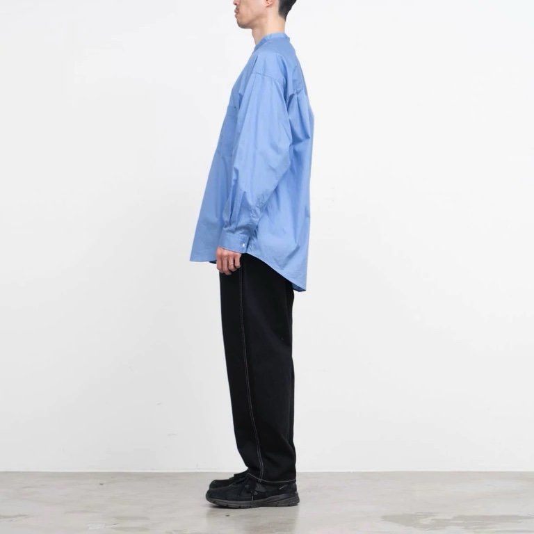 Broad L/S Oversized Band Collar Shirt / BLUE - F
