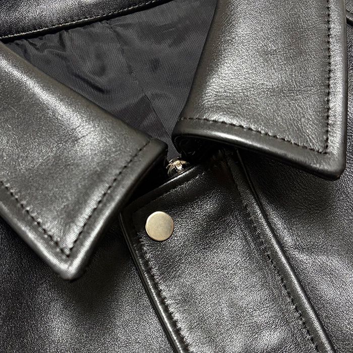 Cow Leather Raglan Blouson / Black
