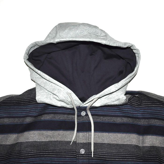 DESCENDANT - SPICOLI HOODED LS SHIRT / NAVY | Stripe Online Store