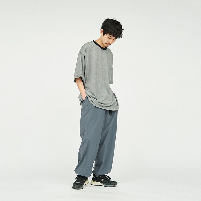 MICRO BORDER S/S TEE / WHITE × NAVY