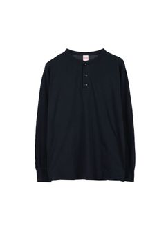HEALTHKNIT HENRY NECK L/S / BLACK&NATURAL / 2パックロングスリーブティー