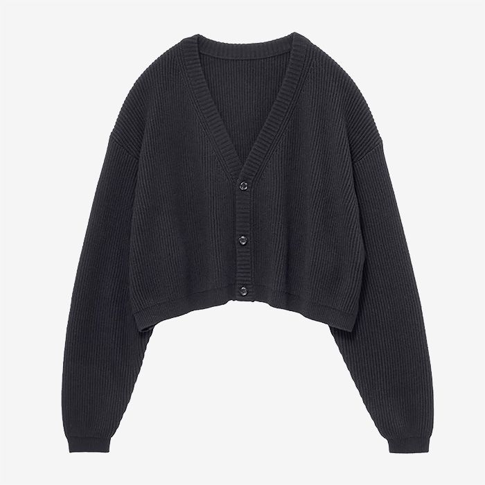 Women / Mercerized Fine Wool Short Cardigan / Black
