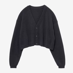 Women / Mercerized Fine Wool Short Cardigan / Black