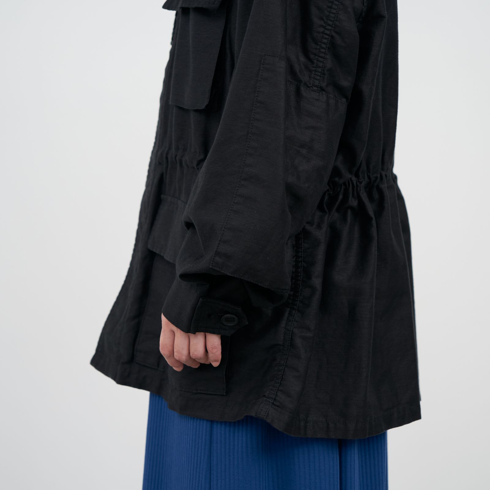 Graphpaper - Cotton Linen Moleskin Military Jacket / BLACK