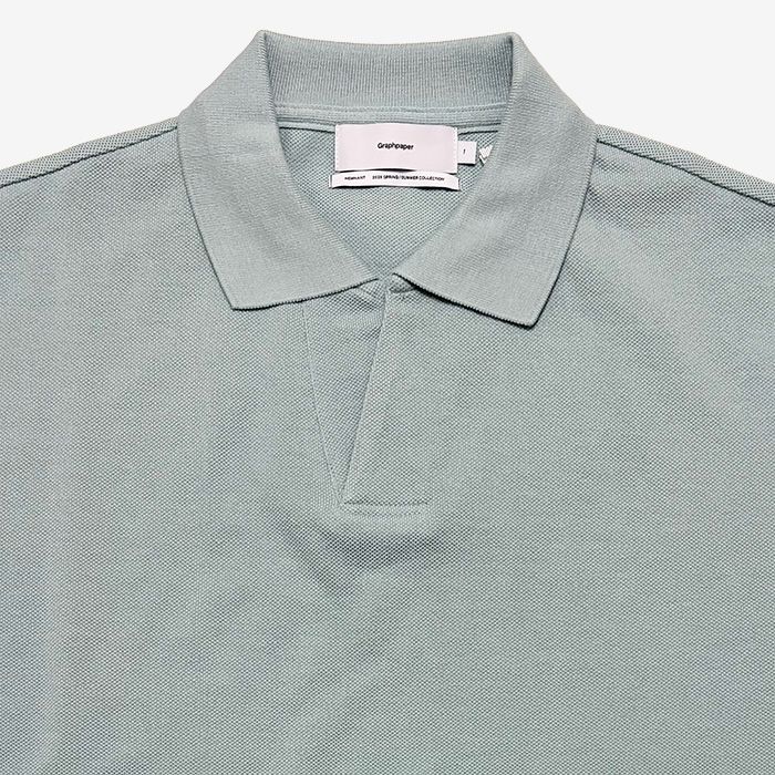 Cotton Pique Jersey S/S Skipper Polo / Smoke Blue
