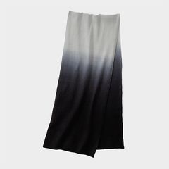 Gradient Dyed Wool Knit Scarf / BLACK