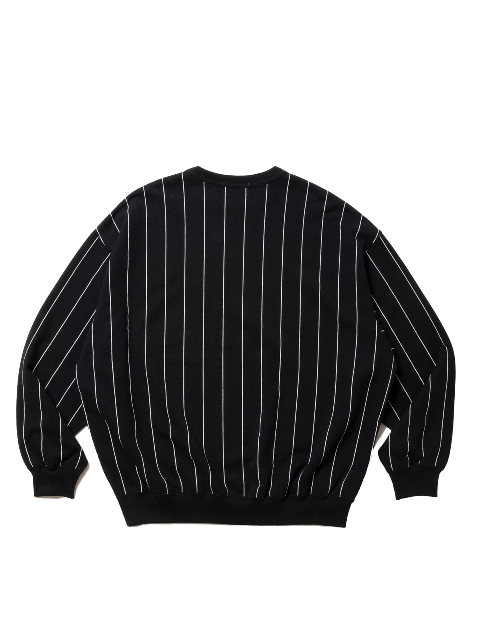 Allover Print Open End Yarn Sweat Crew / BLACK /  ストライプクルースウェット