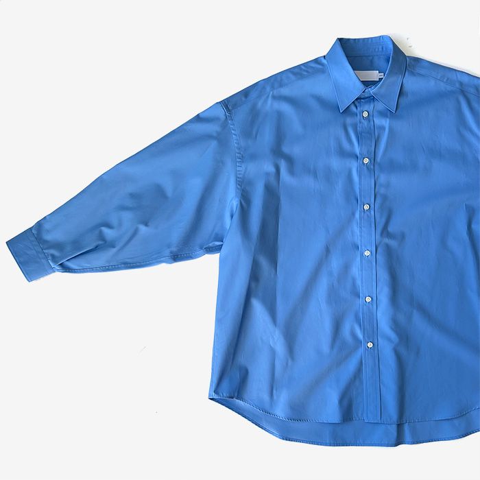 Women / High Count Broad L/S Oversized Regular Collar Shirt / Blue