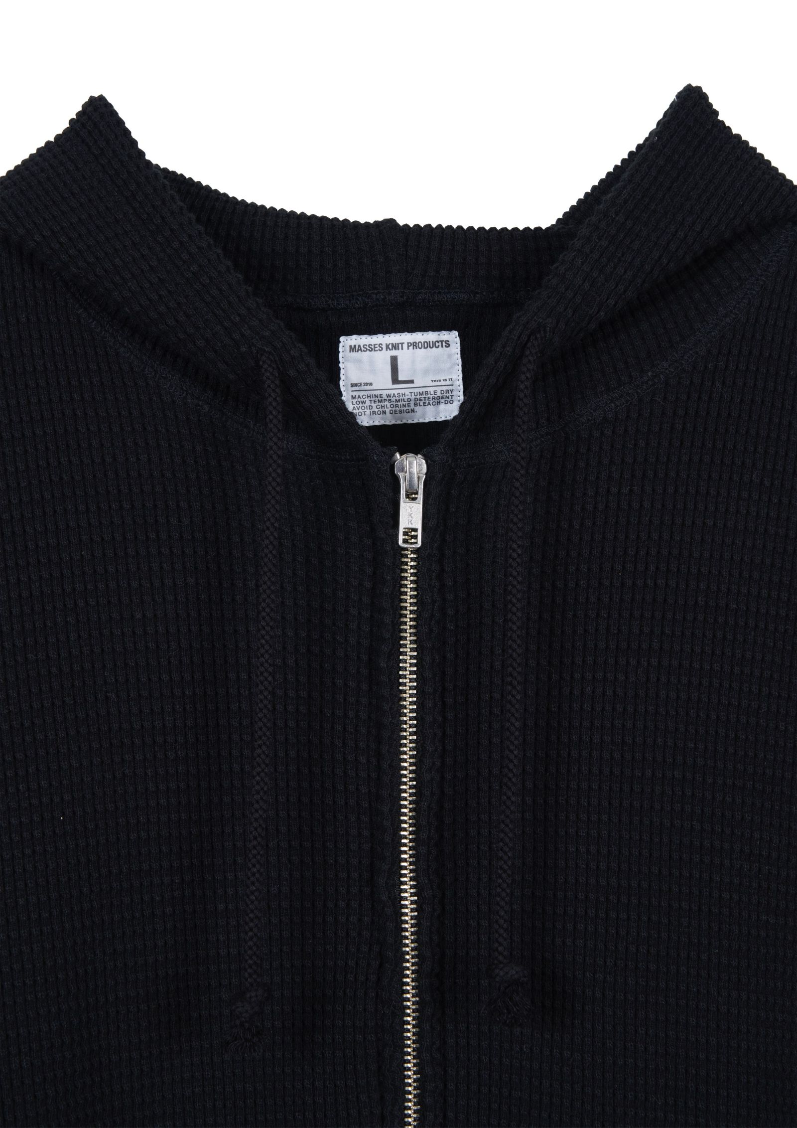 WAFFLE SWEAT HOODED ZIP / BLACK