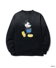 MICKEY L/S T-SHIRT / BLACK / プリント ティーシャツ