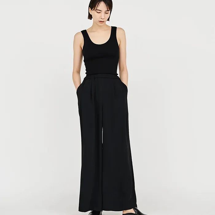 大人気♡hailee dramatic pants♡完売♡ブラック♡ SPS29784 タキボーイフィットデニムパンツ ワイド - BLACKUP