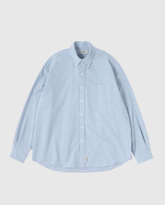 TWILL PLAID BIG BD SHIRT / Grey x Blue