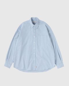 TWILL PLAID BIG BD SHIRT / Grey x Blue