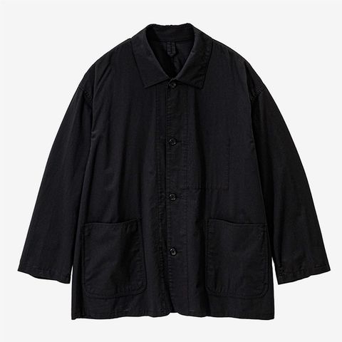 Cotton Wool Poplin Oversized Coverall / Black