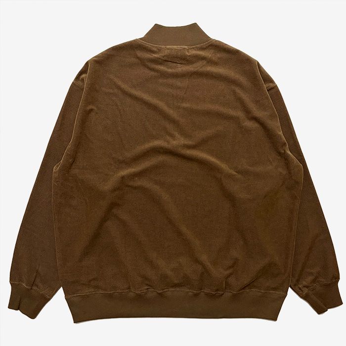 Pique Velour Jersey Half Zip Sweatshirt / Brown