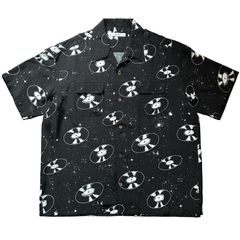 SPACE VINYL RECORD HAWAIIAN SHIRT / BLACK / ハワイアンシャツ