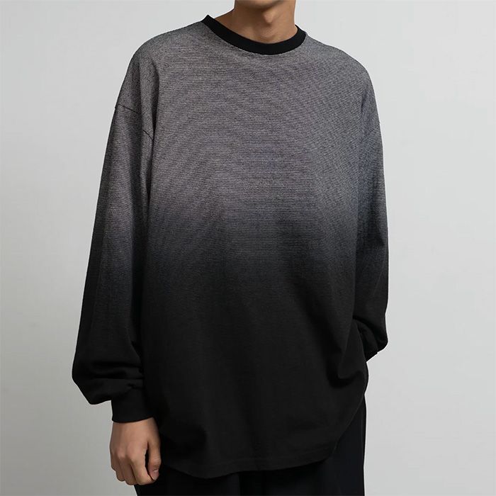 Gradient Border L/S Tee  / BLACK