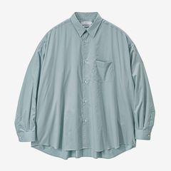 Silicon Poplin Oversized Regular Collar Shirt / Smoke Blue