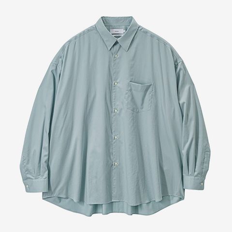Silicon Poplin Oversized Regular Collar Shirt / Smoke Blue