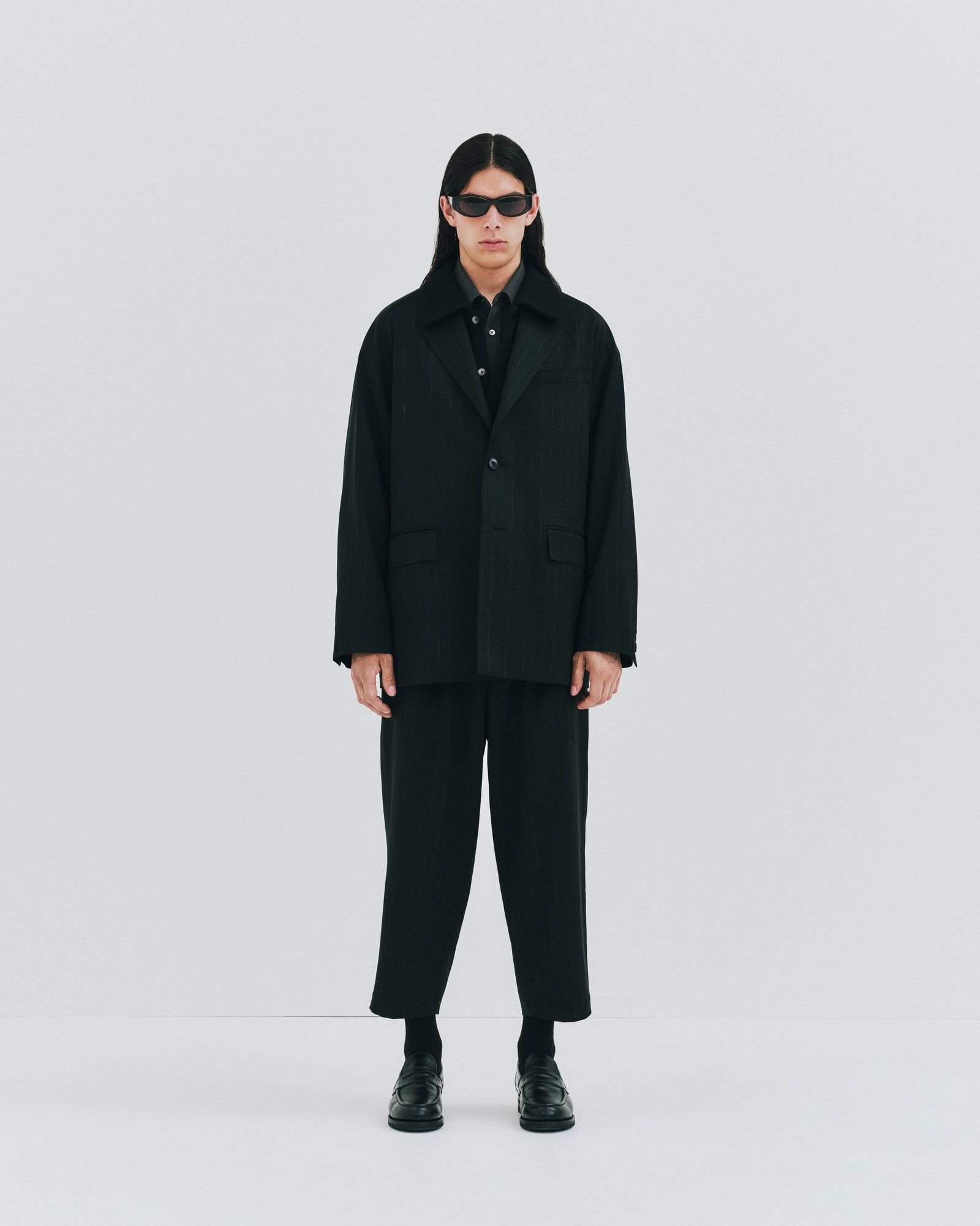 Wool Gabardine Single Breasted Jacket / STRIPE /  シングルジャケット