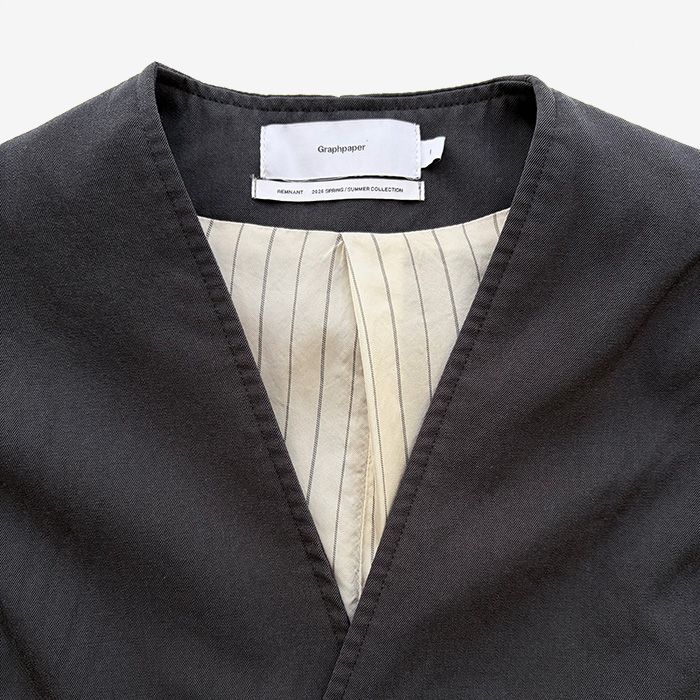 Fulled Wool Twill Adjustable Vest / Charcoal