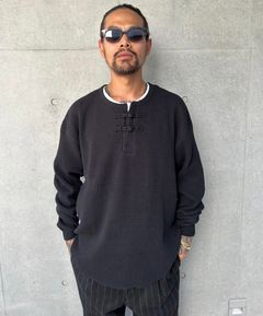 ORIENTAL HENRY NECK SHIRT / BLACK / チャイナサーマル