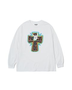 T-SHIRTS L/S CROSS HAND / WHITE / プリントL/Sティー