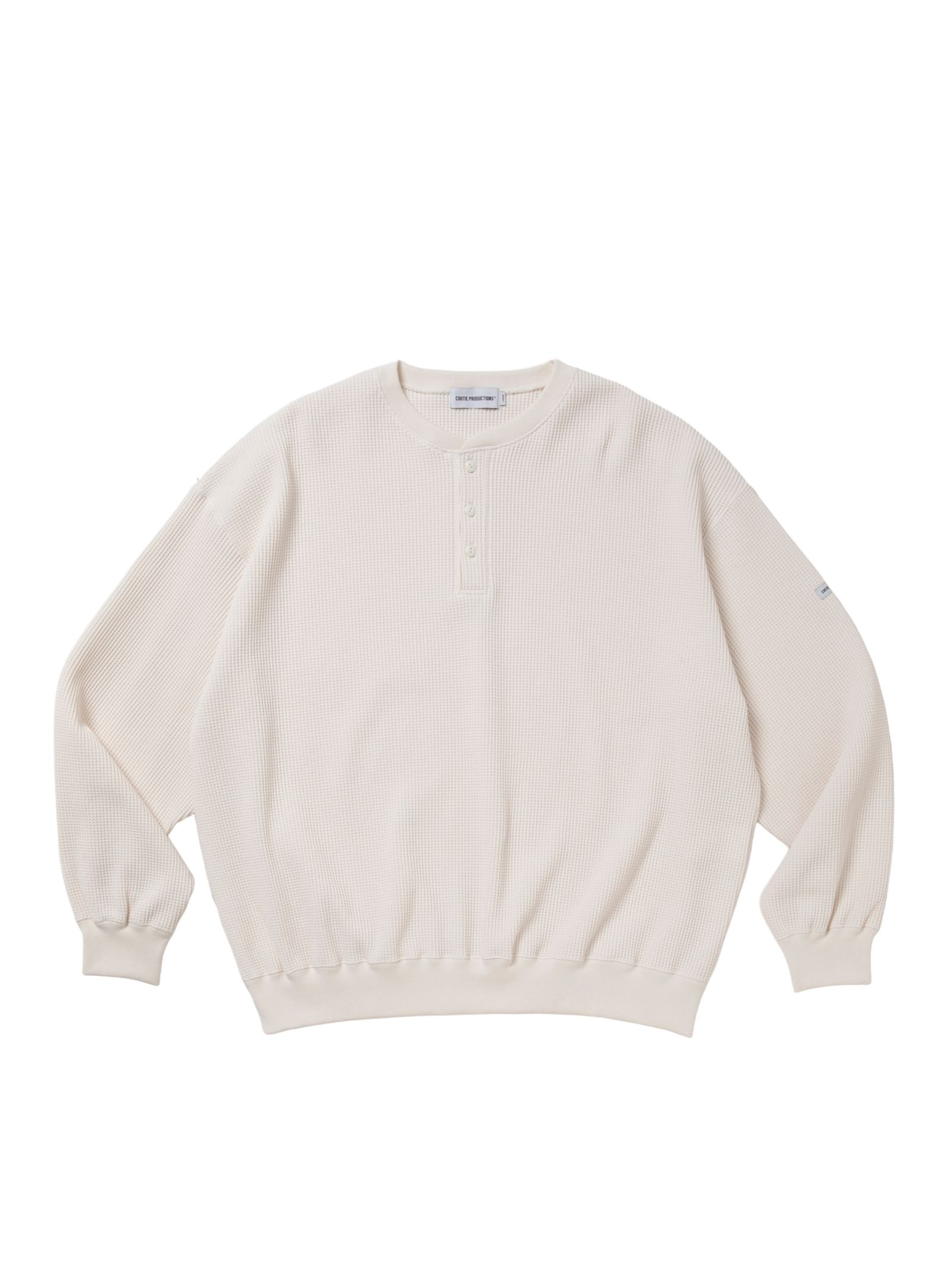 N/C Waﬄe Henley Sweatshirt / OFF WHITE /  ヘンリーネック スウェット