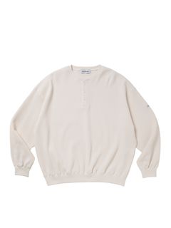 N/C Waﬄe Henley Sweatshirt / OFF WHITE /  ヘンリーネック スウェット