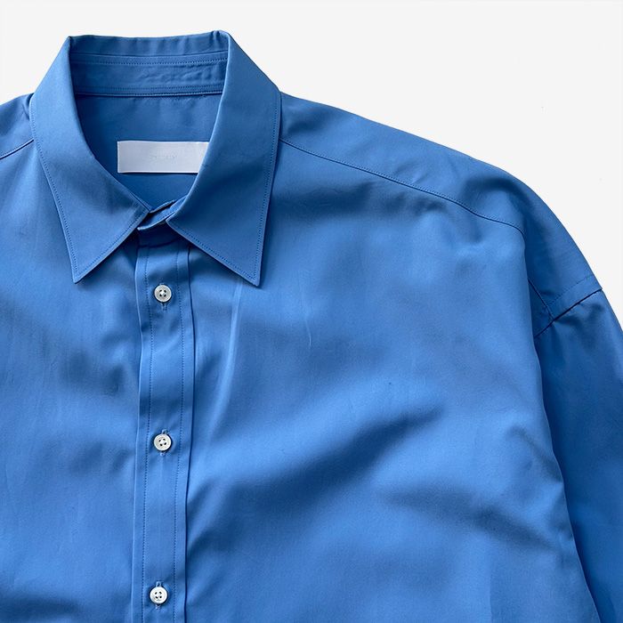 Women / High Count Broad L/S Oversized Regular Collar Shirt / Blue