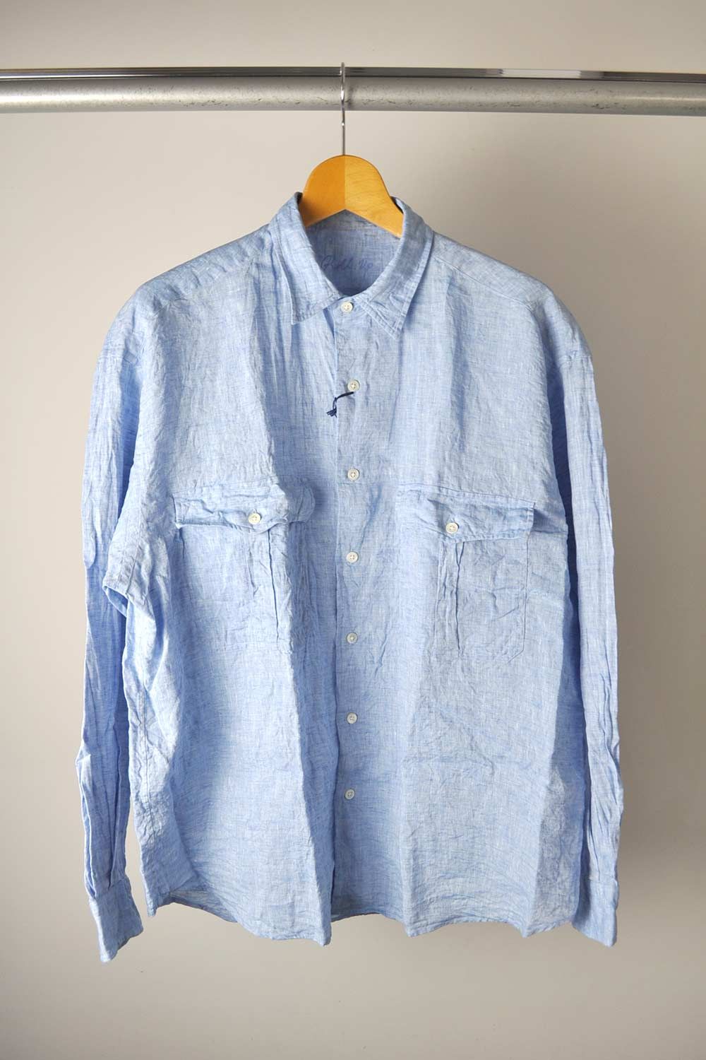 ROLL UP LINEN SHIRT (LEGGIUNO GHIBLI SOFT LINEN) / BLUE - S