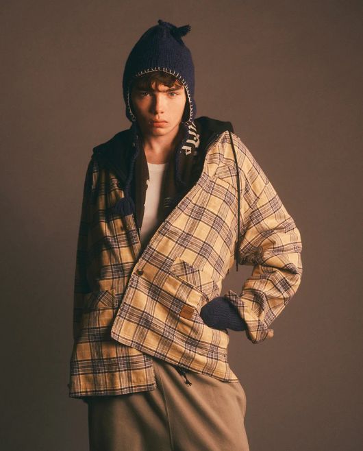 PLAID SLEEPING JACKET / Beige