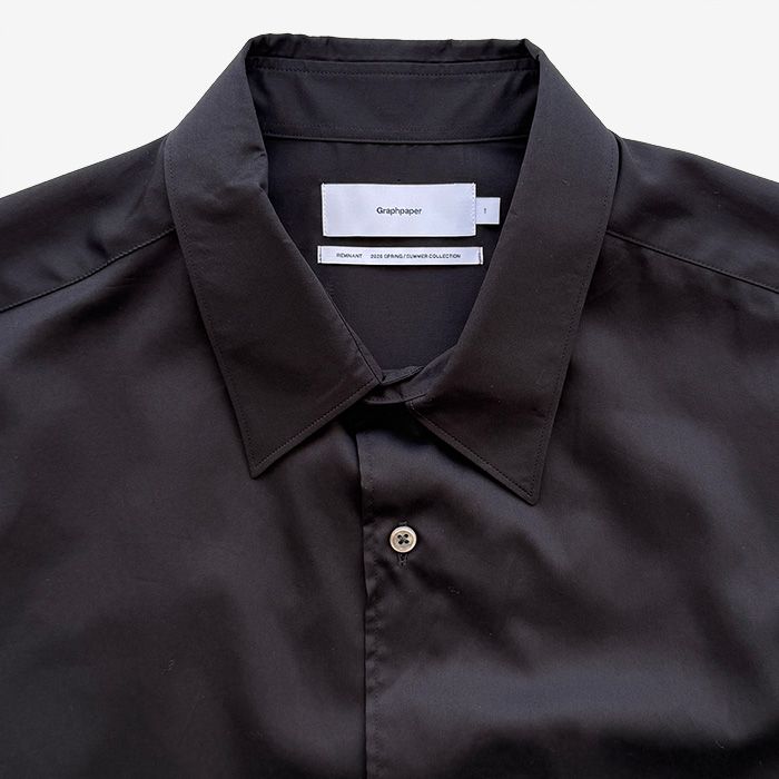 Silicon Poplin Oversized Regular Collar Shirt  / BLACK