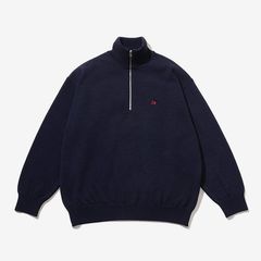 THERMAL JERSEY HALF ZIP KNIT / NAVY