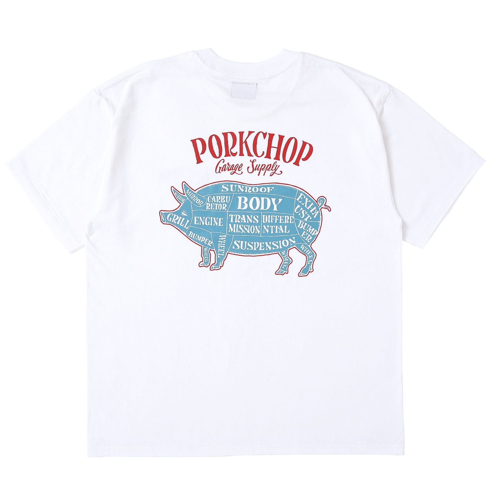 PORKCHOP - PORK BACK TEE / BLACK×WHRD / プリントロンティー