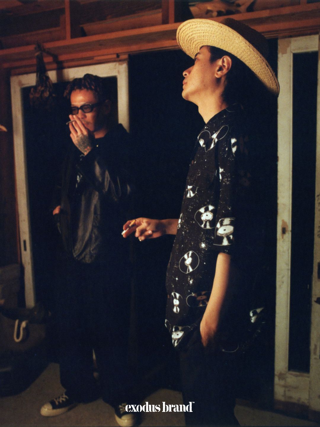 SPACE VINYL RECORD HAWAIIAN SHIRT / BLACK / ハワイアンシャツ